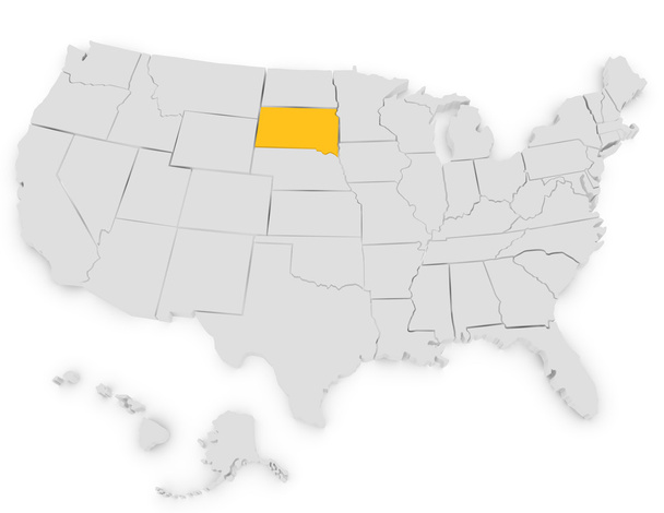 3d Render of the United States Highlighting South Dakota - Photo, Image