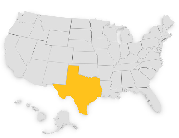 3D render az Egyesült Államok Texas kiemelve - Fotó, kép