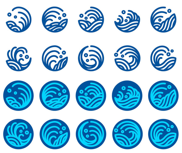 Wasser Welle Logo Design Vektor Set - Vektor, Bild
