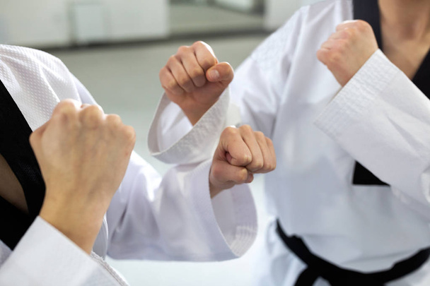 Practicing martial art of taekwondo for a healthy lifestyle  - Fotoğraf, Görsel