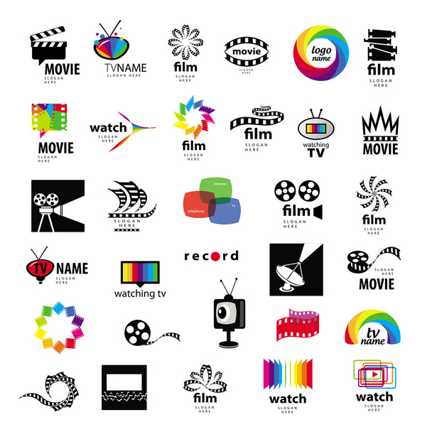 συλλογή από λογότυπα τηλεόραση, βίντεο, φωτογραφία, ταινία - Διάνυσμα, εικόνα