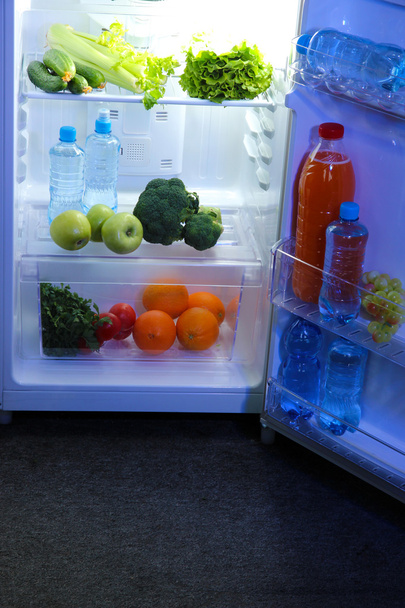 Open refrigerator with vegetarian food - Foto, Imagen