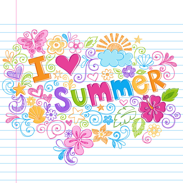 I Love Summer Sketchy Doodle
 - Вектор,изображение