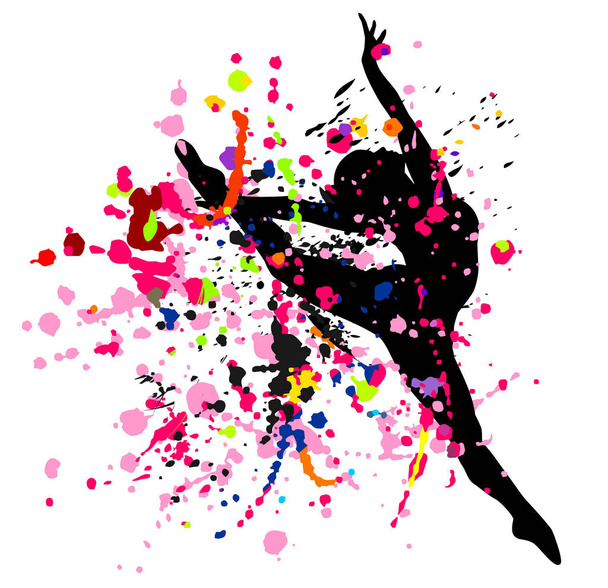 Dancer in splatters. - Vector, Image