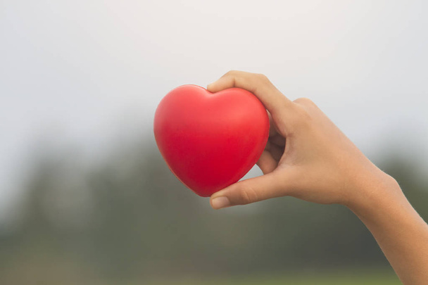 kalp şeklinde stres giderici köpük topu tutan el - Fotoğraf, Görsel