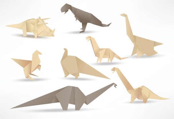 Динозавры оригами (тон сепии)
) - Вектор,изображение
