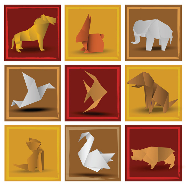 折り紙動物 - ベクター画像