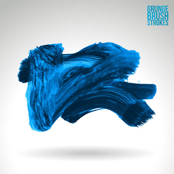 grunge brush strokes, blue paint vector illustration - Vector, Image
