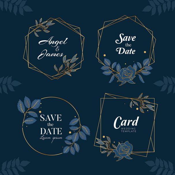 Blue Navy Hand Drawn Wreath Background Collection - Vector, Image