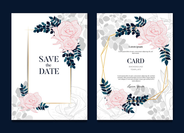 Elegant Floral Gold Wedding Invitation Banner Template - Vector, Image
