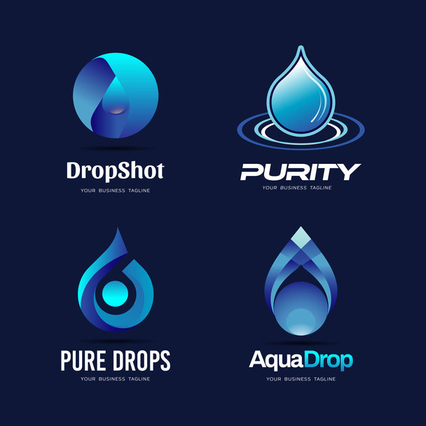 Pure Blue Drop Logo Collection - Vector, Image