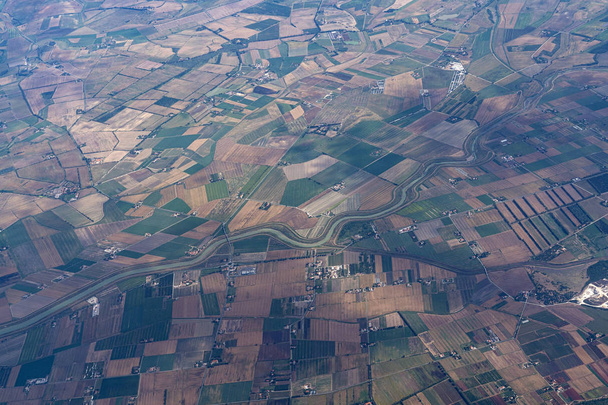 περιοχή Lazio εκτρεφόμενα χωράφια λόφους εναέρια θέα - Φωτογραφία, εικόνα