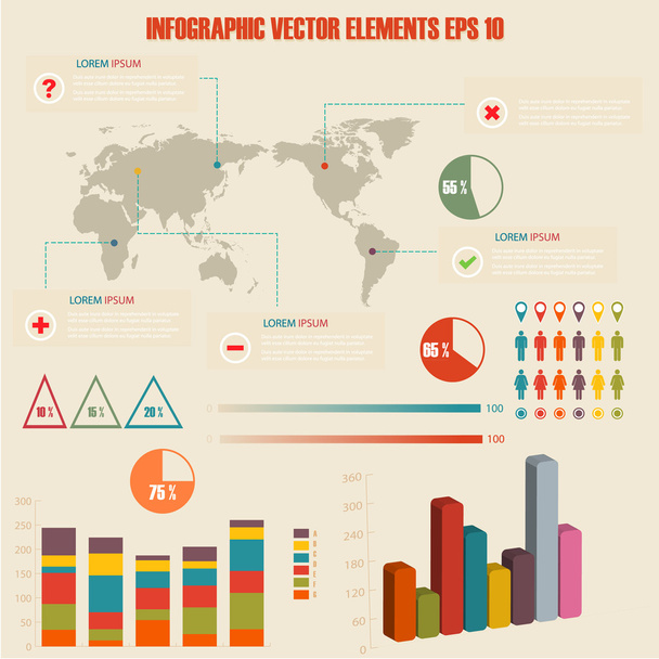 Részlet infographic vektoros illusztráció. Világ Térkép és információk grafikák - Vektor, kép