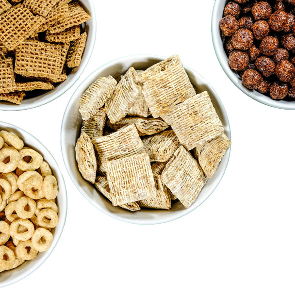 Seleção de tigelas de saudável comer café da manhã Cereal
 - Foto, Imagem