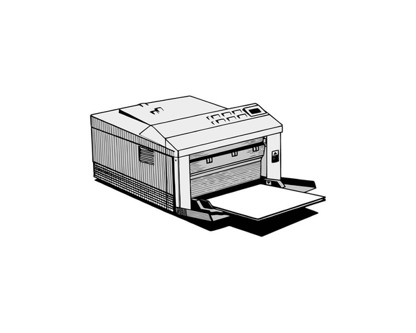 Impresora realista. Ilustración sobre fondo blanco para diseño - Vector, Imagen