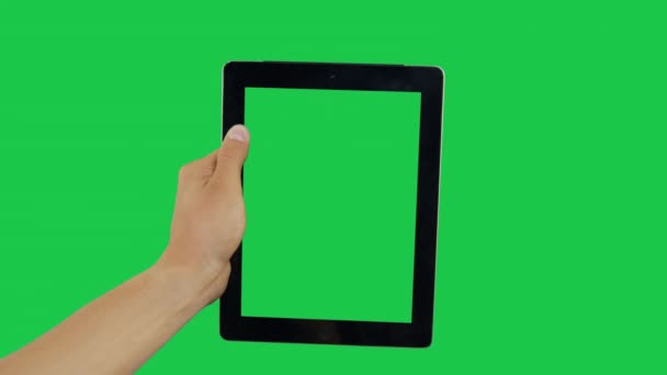 Κάντε κλικ στην ψηφιακή πράσινη οθόνη tablet - Πλάνα, βίντεο