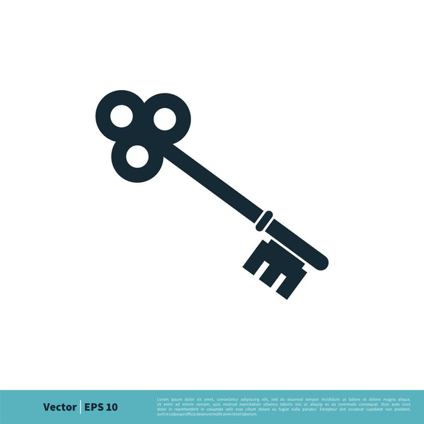 Schlüssel einfaches Vektor-Symbol isoliert auf weißem Hintergrund    - Vektor, Bild