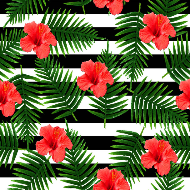 diseño de patrón de hoja de flor de hibisco sin costura
  - Foto, Imagen