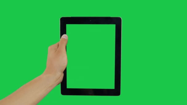 デジタルタブレットの緑の画面をクリック - 映像、動画