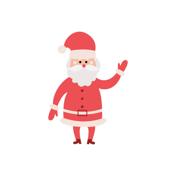 Christmas Santa Claus character in red costume flat vector illustration isolated. - Διάνυσμα, εικόνα