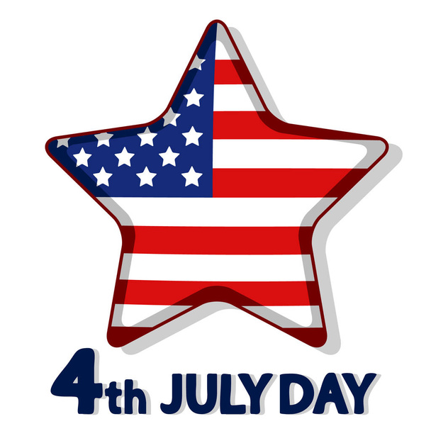 Зірка намальована на прапорі США на білому. 4 липня День незалежності
 - Вектор, зображення