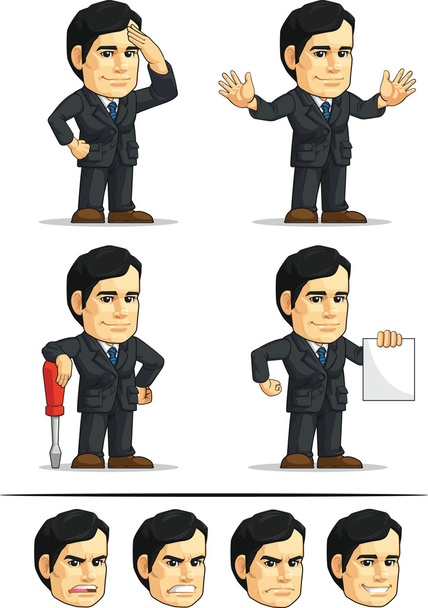 Businessman or Office Executive Customizable Mascot 9 - Vector, Image