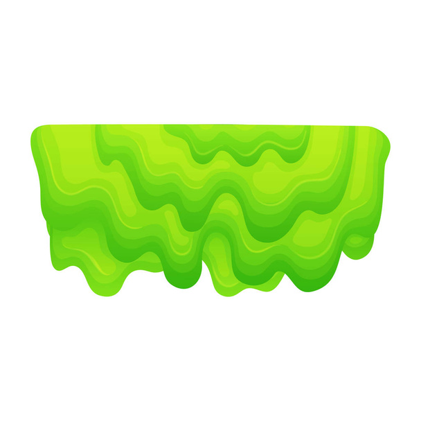 Dripping mass of green slime, cartoon blob of layered thick jelly substance with liquid sticky texture - Vector, imagen