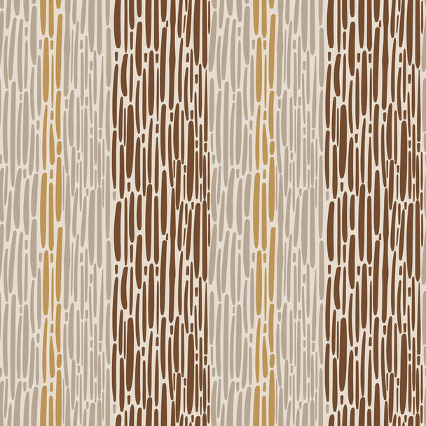 Diseño de tejido a rayas dibujado a mano en color marrón, caramelo y arenisca. Patrón de vector sin costuras sobre fondo gris claro. Ideal para el bienestar, cosméticos, productos, embalaje, papelería, textura
 - Vector, Imagen