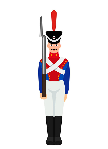 Vintage figure of a military tin soldier. retro toy. flat vector illustration - Vettoriali, immagini