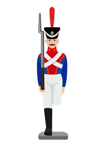 Vintage figure of a military tin soldier. retro toy. flat vector illustration - Vettoriali, immagini