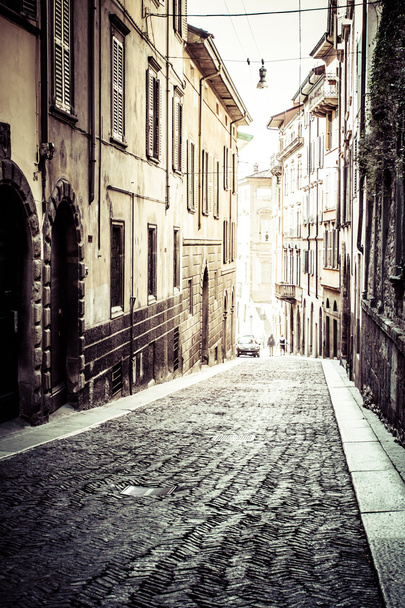 Old european street, Bergamo, Italy - 写真・画像