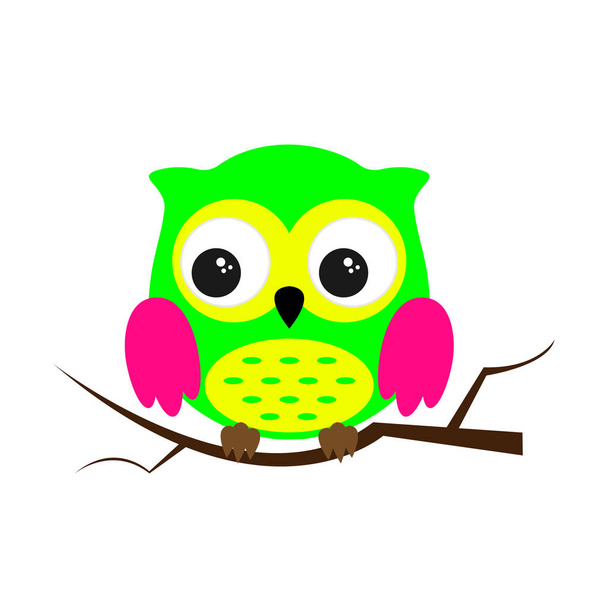 Owl night bird with big eyes. Colorful illustration - Διάνυσμα, εικόνα