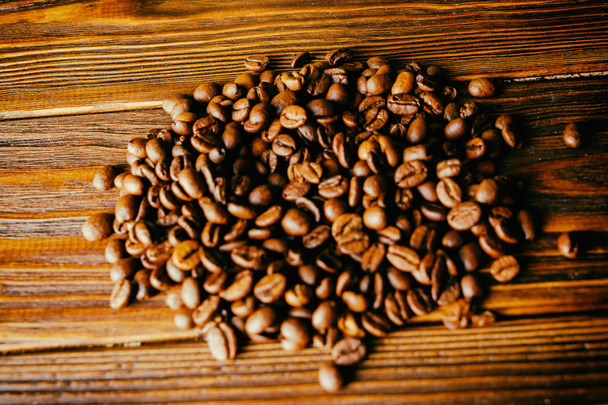 Grãos de café no fundo da mesa
 - Foto, Imagem