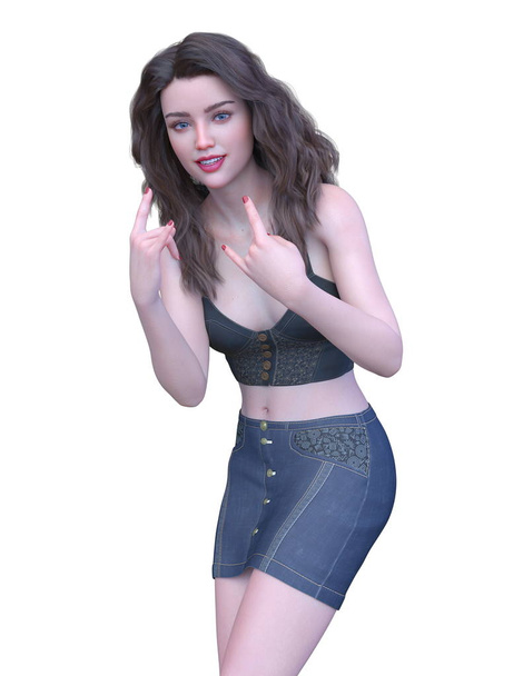 3D CG rendering of costume girl - Фото, зображення