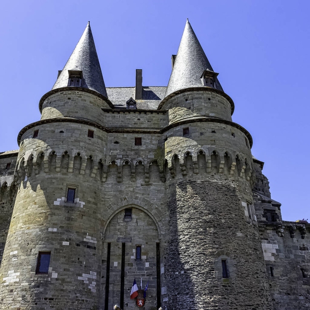 Chateau de Vitre -  medieval castle in the town of Vitr, Brittany, France on 1 June 2019 - Photo, Image