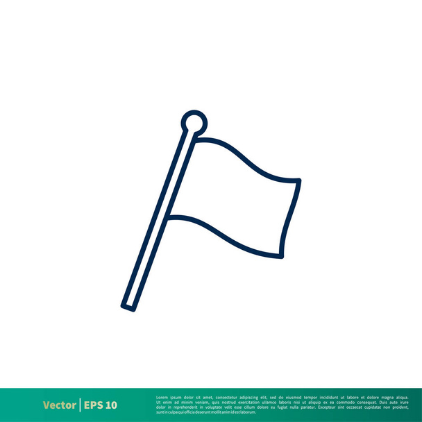 Flagge einfaches Vektorsymbol isoliert auf weißem Hintergrund    - Vektor, Bild