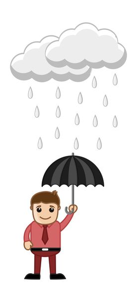 Homem segurando um guarda-chuva na chuva
 - Vetor, Imagem