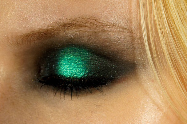 Eye makeup with green shadows - Photo, Image