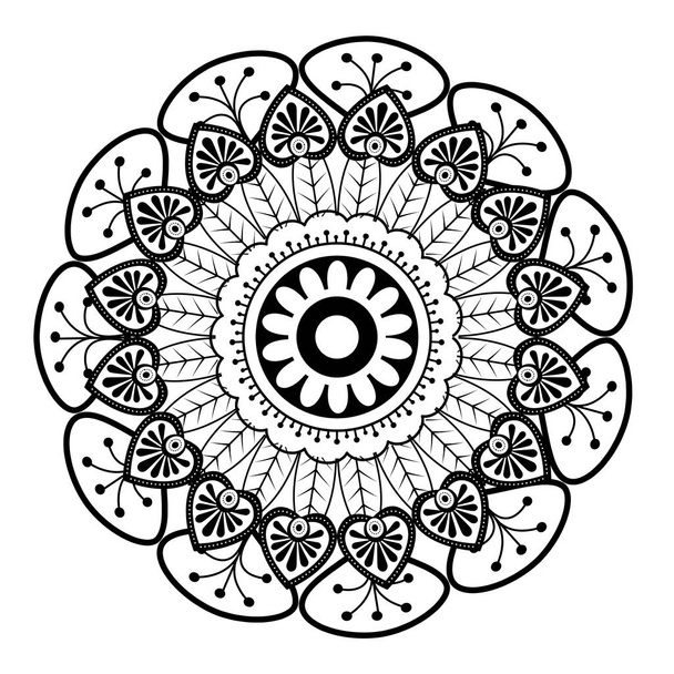 Monochromatyczna i okrągła Mandala - Wektor, obraz