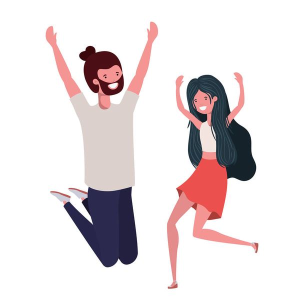 young couple dancing in white background - Vector, Image