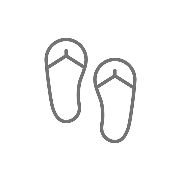 Vector flip flops, summer shoes line icon. - Vector, Image