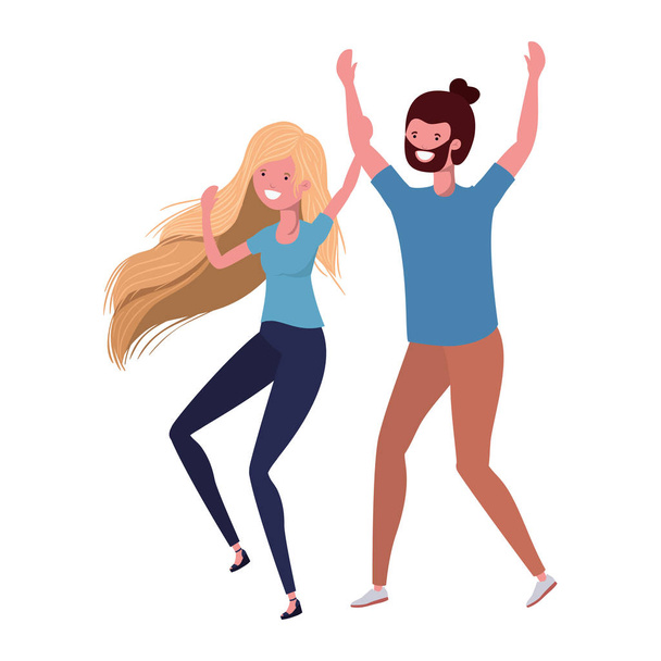 young couple dancing in white background - Vector, Image