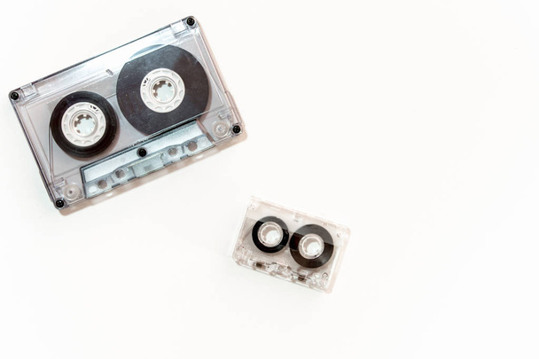 Different sizes of audio cassette tape isolated - Foto, Imagem