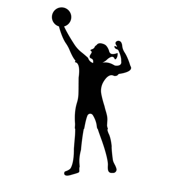 Volleybal pictogram. Zwart silhouet sport label op witte achtergrond. Karakter eenvoudige stijl. Vector illustratie - Vector, afbeelding