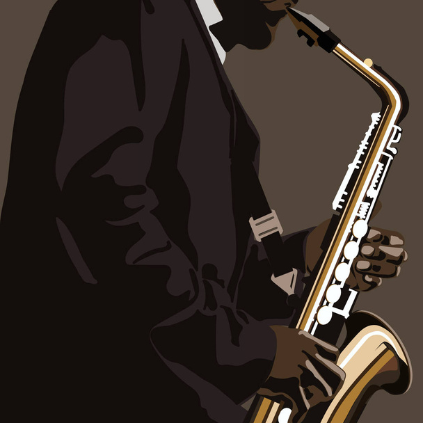 abstract music illustration with saxophone player - Vektor, kép