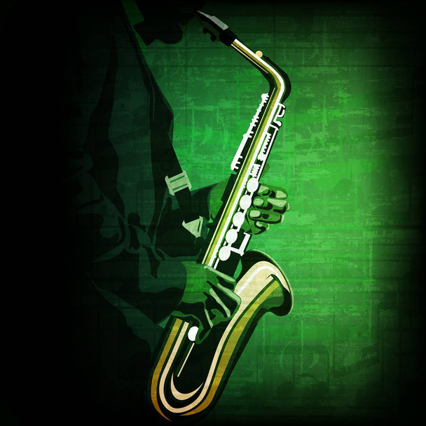 абстрактная музыкальная иллюстрация с саксофонистом
 - Вектор,изображение