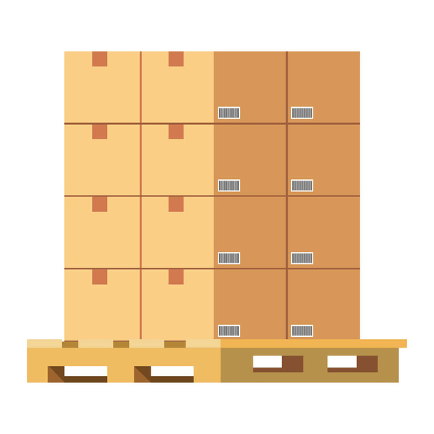 κουτιά πάνω από παλέτες - Διάνυσμα, εικόνα