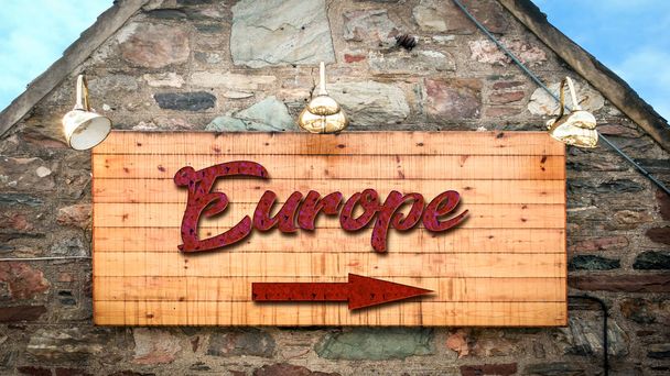 Уличный знак в Европу
 - Фото, изображение