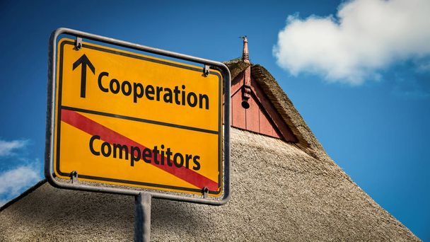 Street Sign Cooperazione contro i concorrenti
 - Foto, immagini