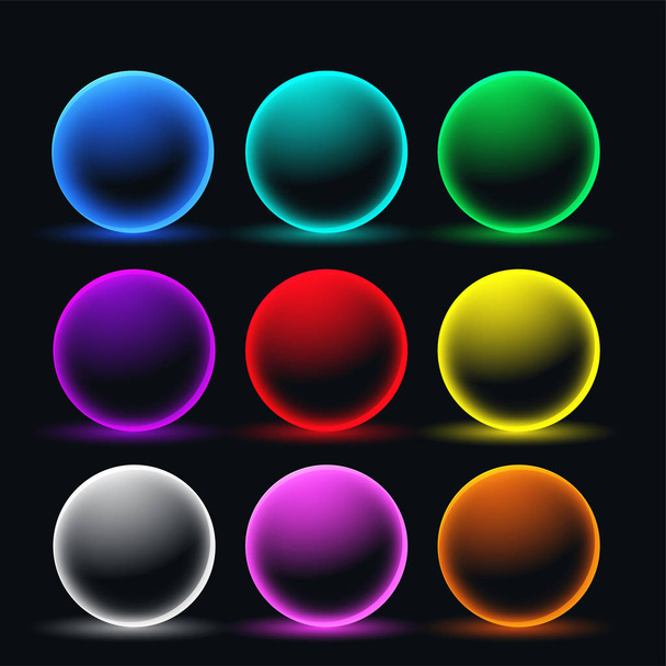 neon glowing sphere circles set - Wektor, obraz